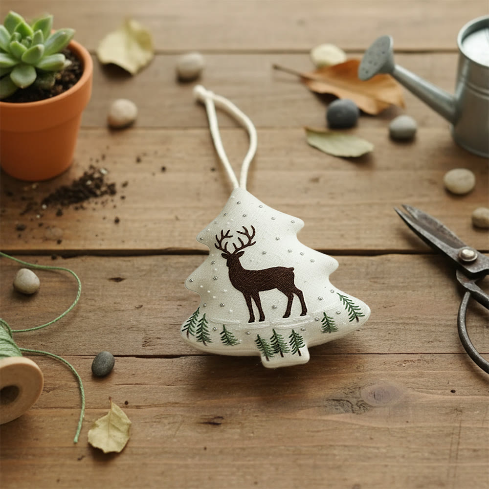 Rubbyoo Tree-shaped Embroidery Kit - Winter Deer And Pine Sprigs | Gentle Winter Stitching | Thoughtful Holiday Gift - image 2