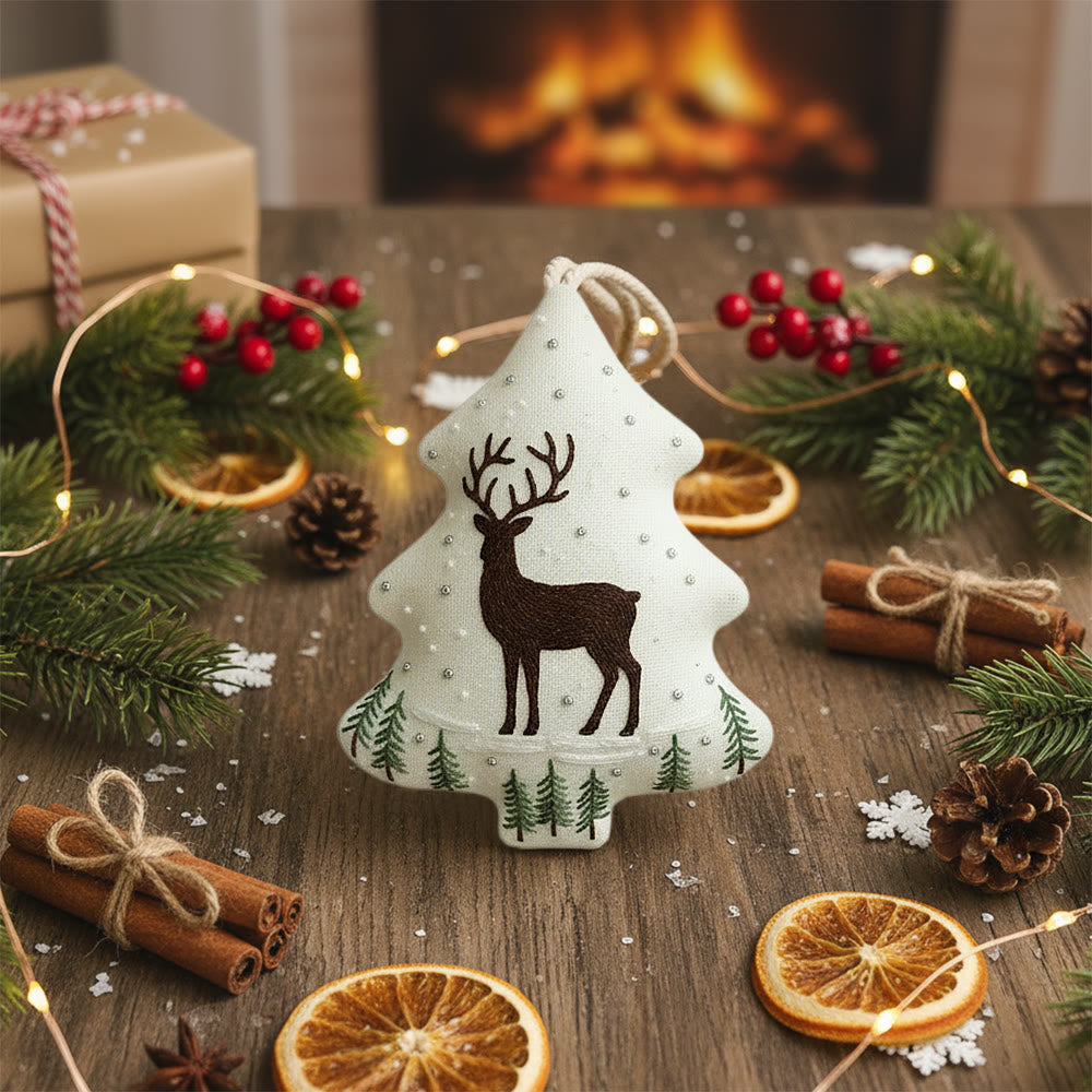 Rubbyoo Tree-shaped Embroidery Kit - Winter Deer And Pine Sprigs | Gentle Winter Stitching | Thoughtful Holiday Gift - image 4