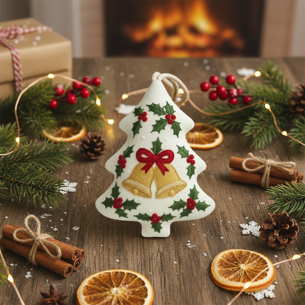 Rubbyoo Tree-shaped Embroidery Kit - Christmas Bell | Winter Holiday Artwork | Creative Stitch Craft - image 2