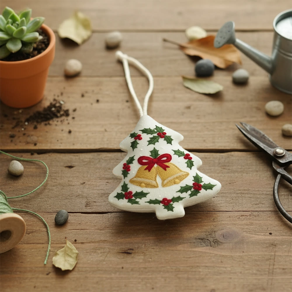 Rubbyoo Tree-shaped Embroidery Kit - Christmas Bell | Winter Holiday Artwork | Creative Stitch Craft - image 9