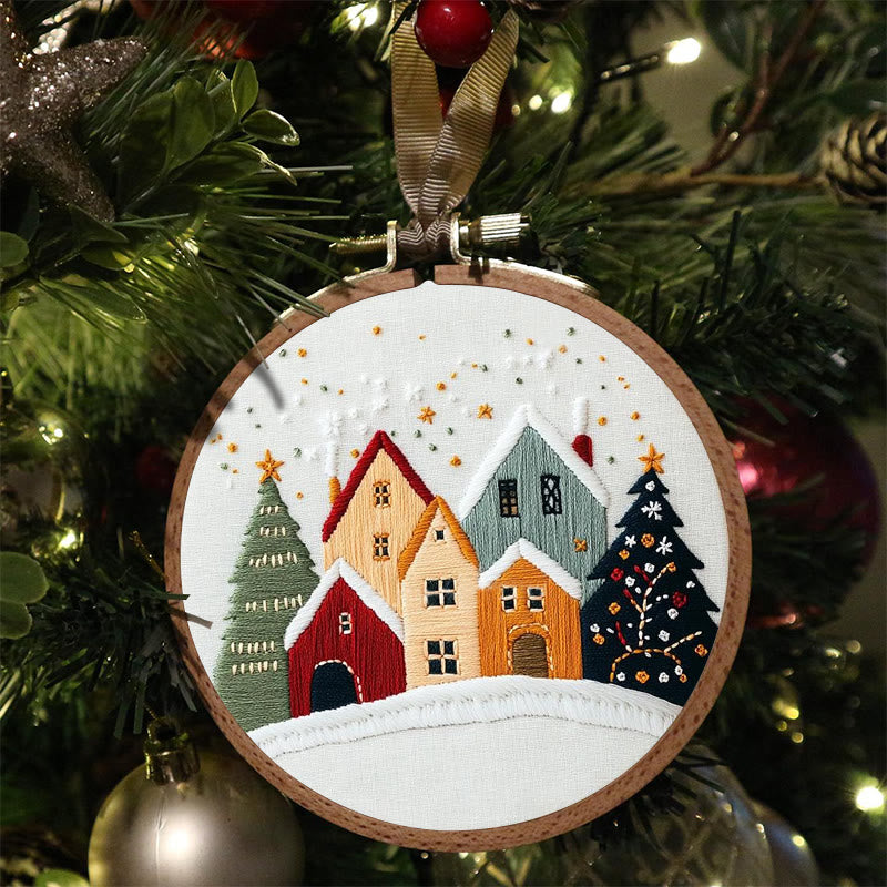 Rubbyoo Embroidery Kit - Village Snowscape | Festive Christmas Gift | Hand Embroidery Stitch Art - image 6