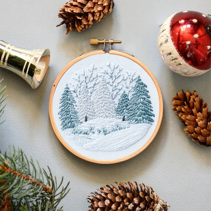 Rubbyoo Embroidery Kit - Winter Snowy Pine Forest | Cozy Home Accent | Hand Embroidery - image 5