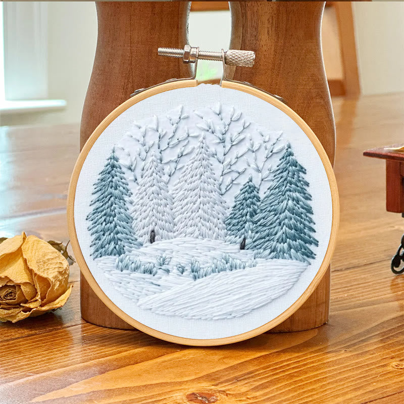 Rubbyoo Embroidery Kit - Winter Snowy Pine Forest | Cozy Home Accent | Hand Embroidery - image 6
