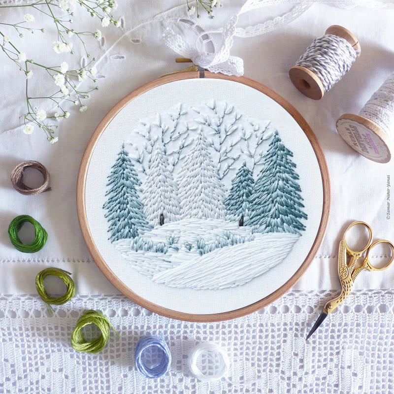 Rubbyoo Embroidery Kit - Winter Snowy Pine Forest | Cozy Home Accent | Hand Embroidery - image 7