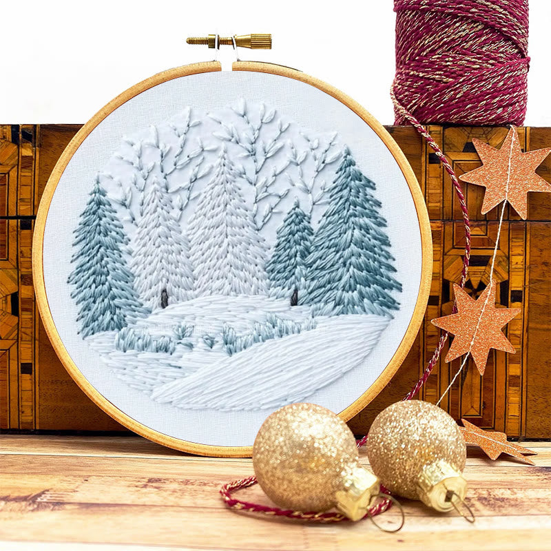 Rubbyoo Embroidery Kit - Winter Snowy Pine Forest | Cozy Home Accent | Hand Embroidery - image 8