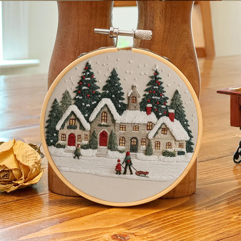 Rubbyoo Embroidery Kit - Christmas Cabin Sledding Scene | Heartwarming Indoor Decor | Exquisite Stitch - image 9