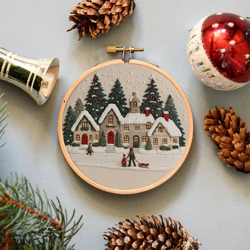Rubbyoo Embroidery Kit - Christmas Cabin Sledding Scene | Heartwarming Indoor Decor | Exquisite Stitch - image 6