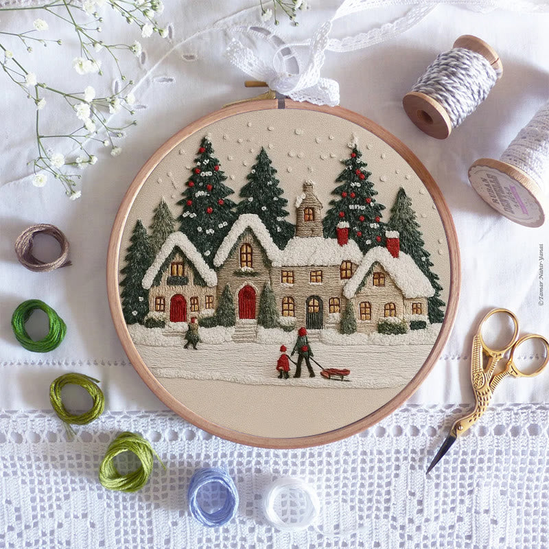 Rubbyoo Embroidery Kit - Christmas Cabin Sledding Scene | Heartwarming Indoor Decor | Exquisite Stitch - image 7