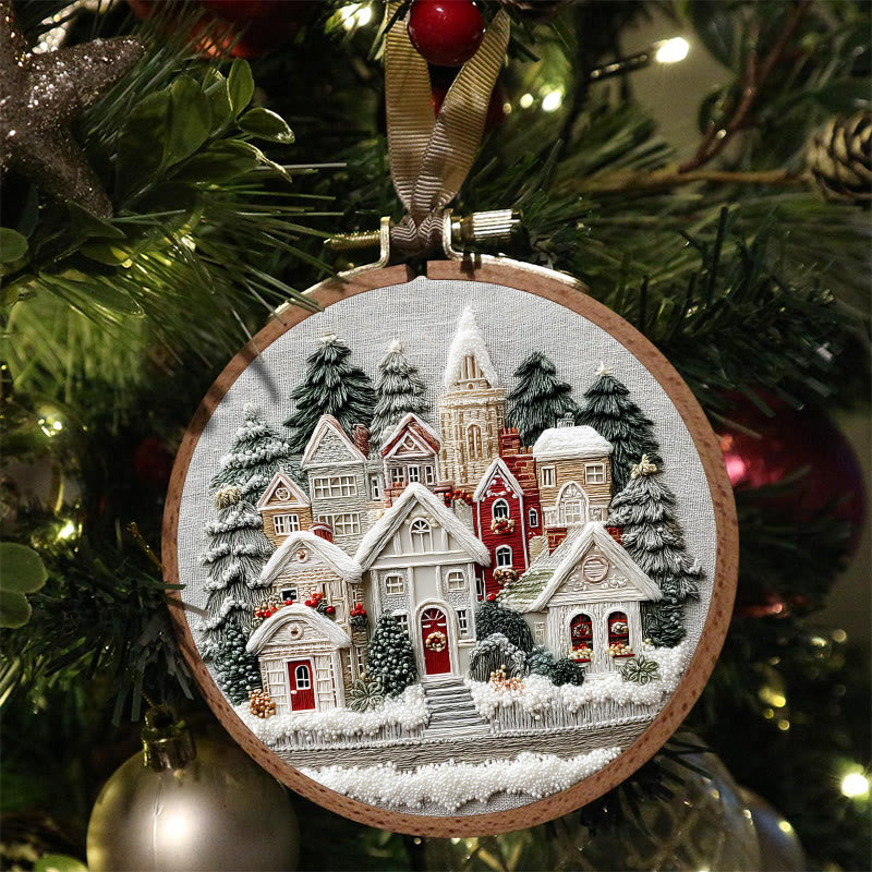 Rubbyoo Embroidery Kit - Snowy Christmas Townscape | Top Festive Gifting Option | Modern Embroidery - image 5