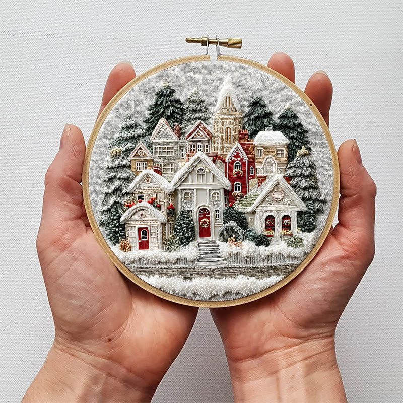 Rubbyoo Embroidery Kit - Snowy Christmas Townscape | Top Festive Gifting Option | Modern Embroidery - image 9