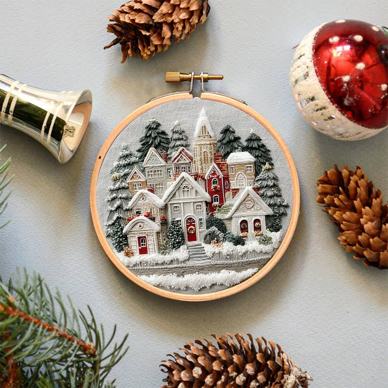 Rubbyoo Embroidery Kit - Snowy Christmas Townscape | Top Festive Gifting Option | Modern Embroidery - image 6