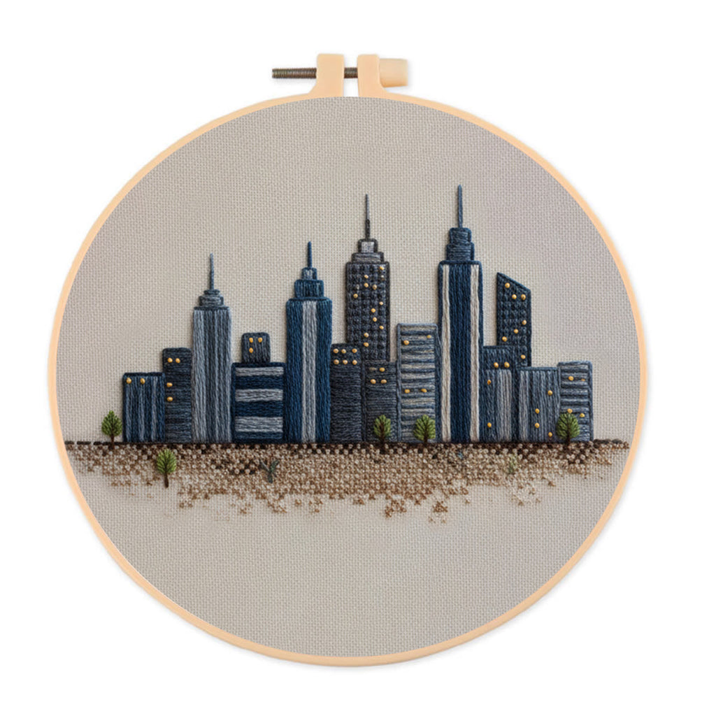 Rubbyoo Embroidery Kit - Urban Skyline Cityscape | Beginner-friendly Handcraft Starter | Sleek Architectural Work - 20*20cm - image 0