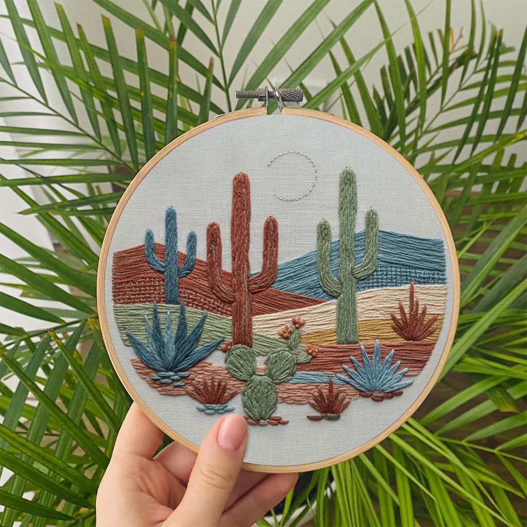Rubbyoo Embroidery Kit - Desert Cactus Moonlit Landscape | Bohemian Home Accent | Colorful Scenic Creation - image 7