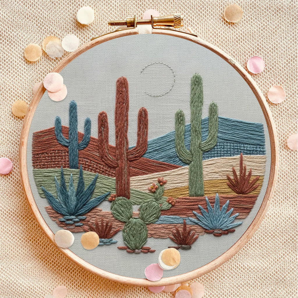 Rubbyoo Embroidery Kit - Desert Cactus Moonlit Landscape | Bohemian Home Accent | Colorful Scenic Creation - image 8