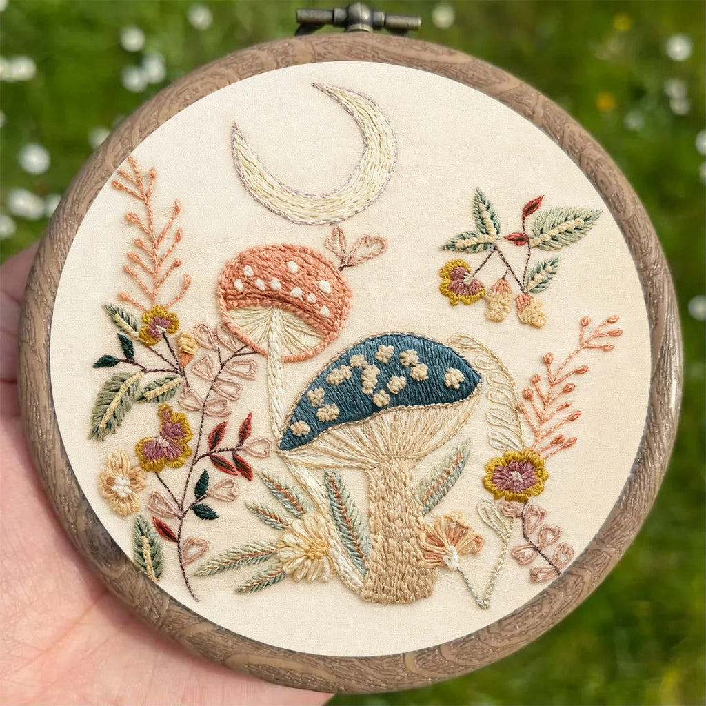 Rubbyoo Embroidery Kit - Mushroom With Moon | Diy Hoop Art | Perfect Needle Craft For Beginner  - image 4