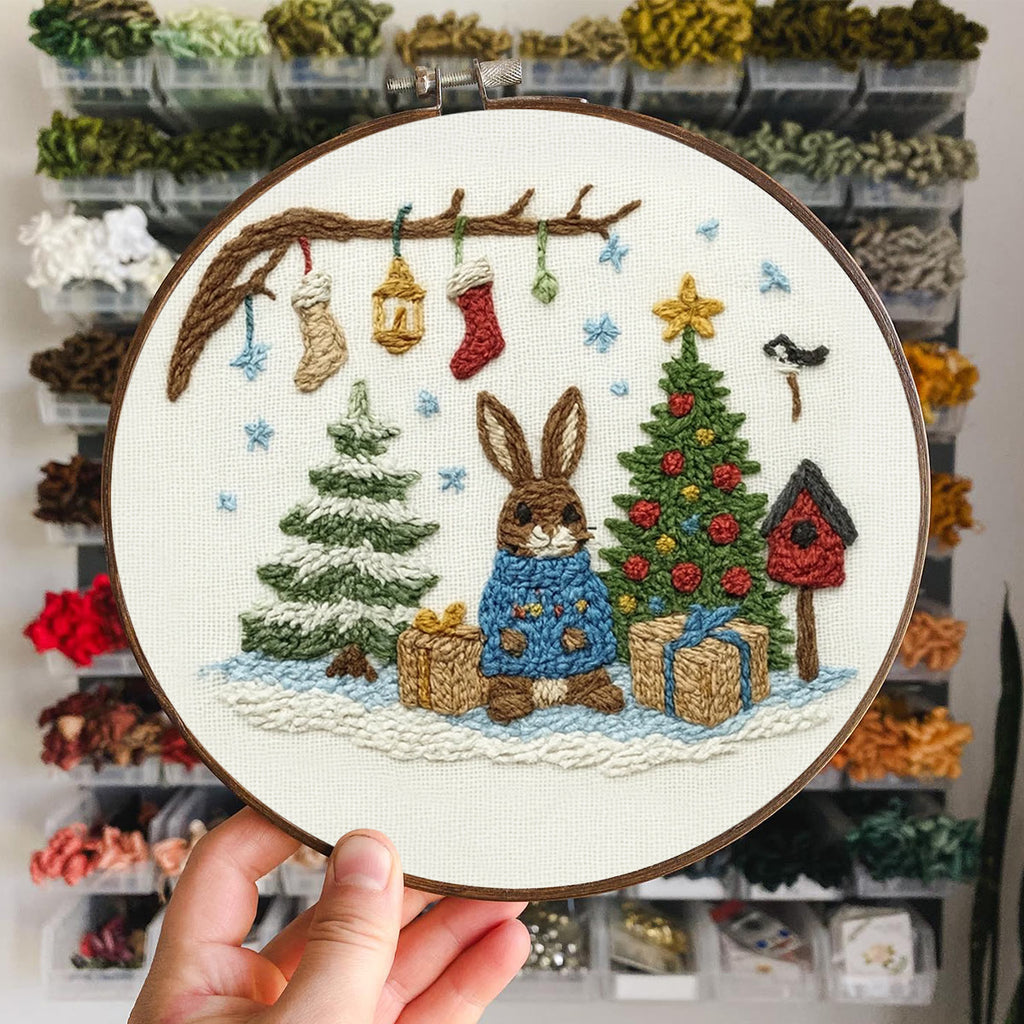 Rubbyoo Embroidery Kit - Christmas Bunny | Lovely Animal Craft  | Nice Holiday Gift Idea  - image 1