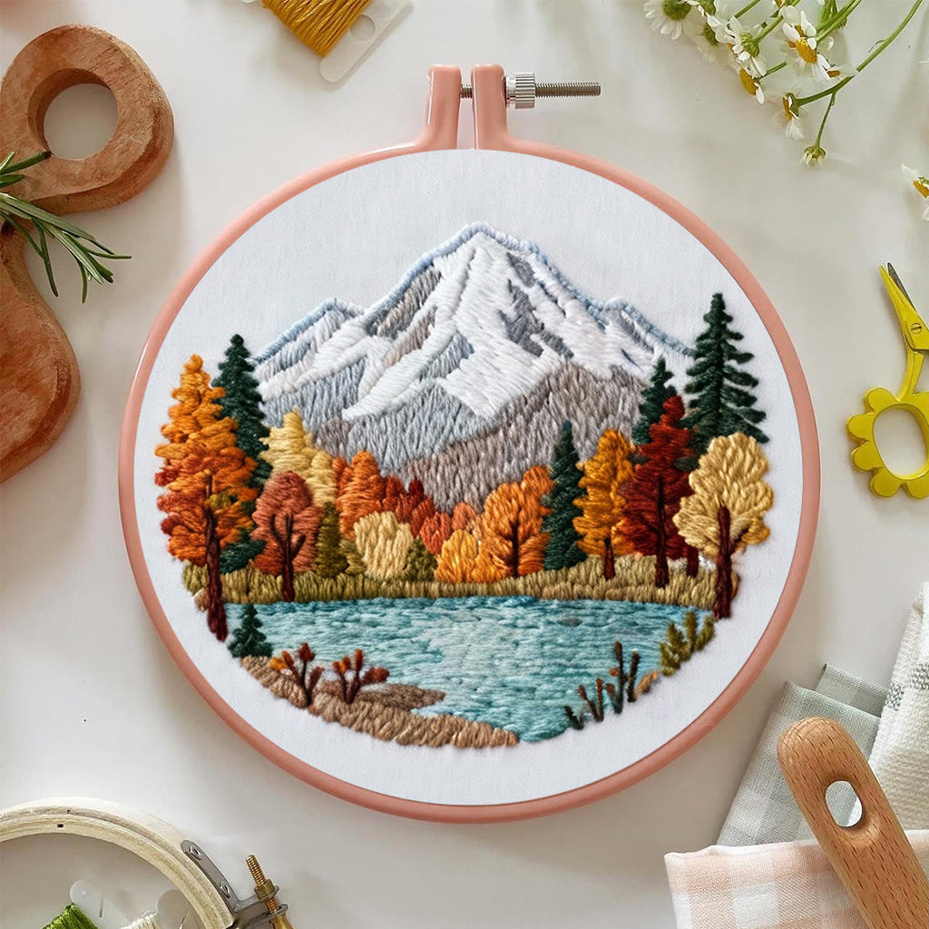 Rubbyoo Embroidery Kit - Mountain Scene | Diy Art Collection | Perfect Stitch Craft - image 1