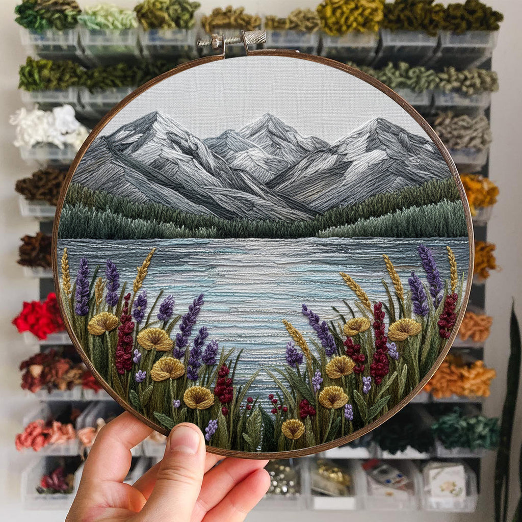 Rubbyoo Embroidery Kit - Mountain Lake | Landscape Hoop Art | Perfect Wall Hanging - image 5