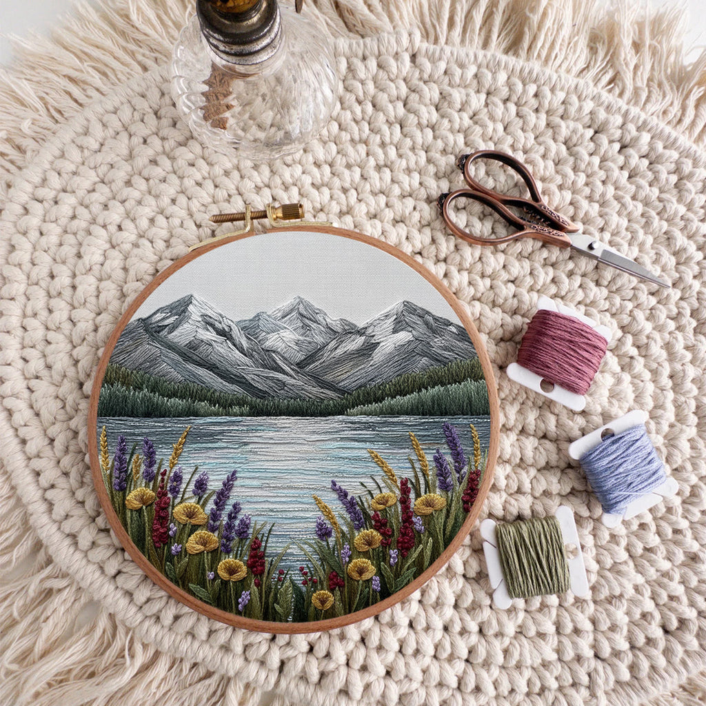 Rubbyoo Embroidery Kit - Mountain Lake | Landscape Hoop Art | Perfect Wall Hanging - image 8