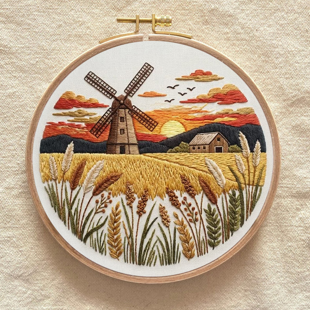 Rubbyoo Embroidery Kit - Countryside Sunset | Creative Landscape Craft | Handmade Desk Ornament - image 6