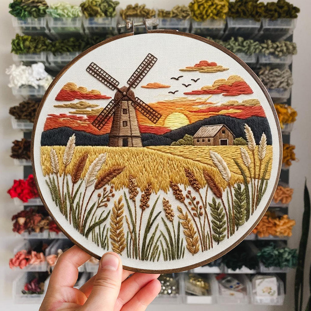 Rubbyoo Embroidery Kit - Countryside Sunset | Creative Landscape Craft | Handmade Desk Ornament - image 5