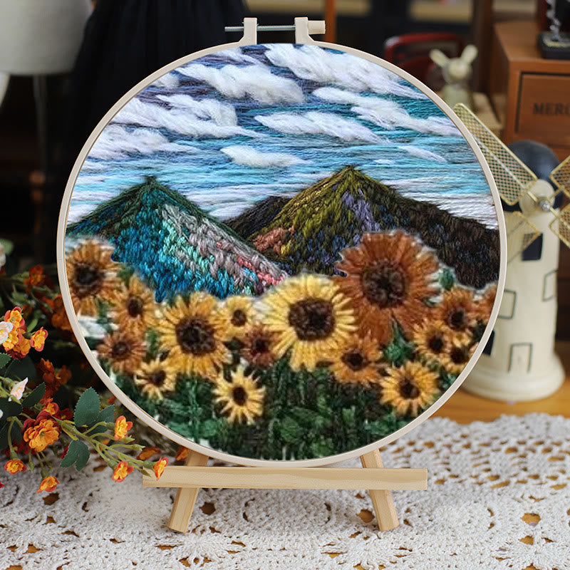 Rubbyoo Embroidery Kit - Majestic Landscape Series | Unique Needle Artwork | Perfect Wall Decoration - 15*15cm - Mountain View - image 1