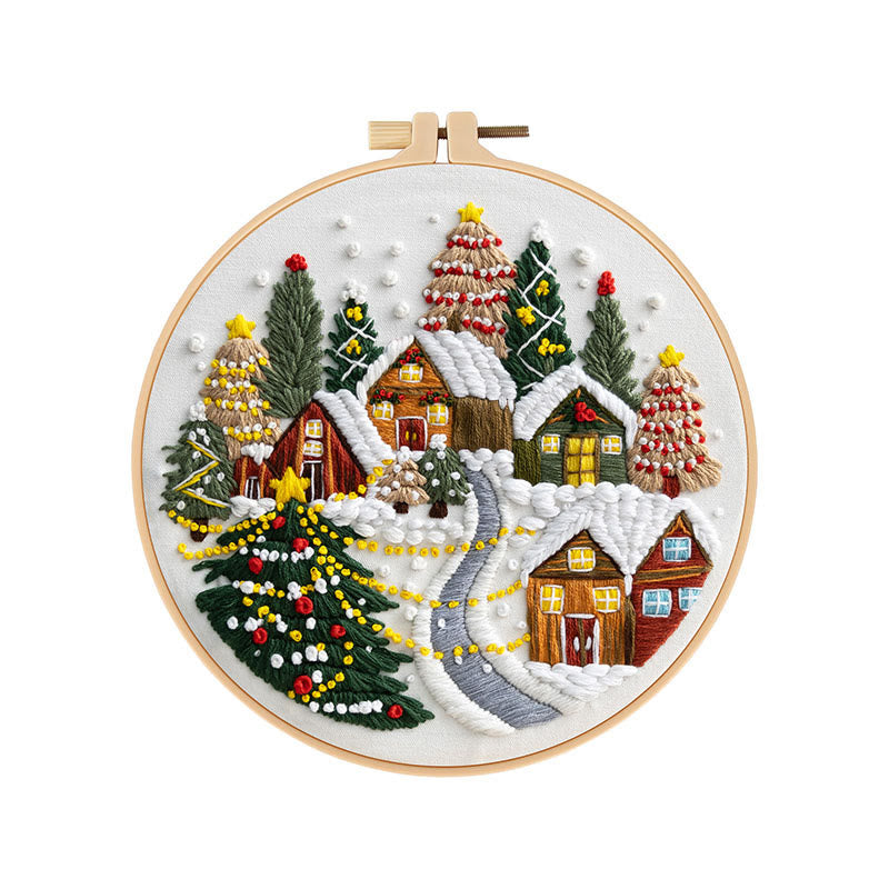 Rubbyoo Embroidery Kit - Happy Christmas Town Series | Diy Holiday Hoop Art | Perfect Home Ornament - image 0