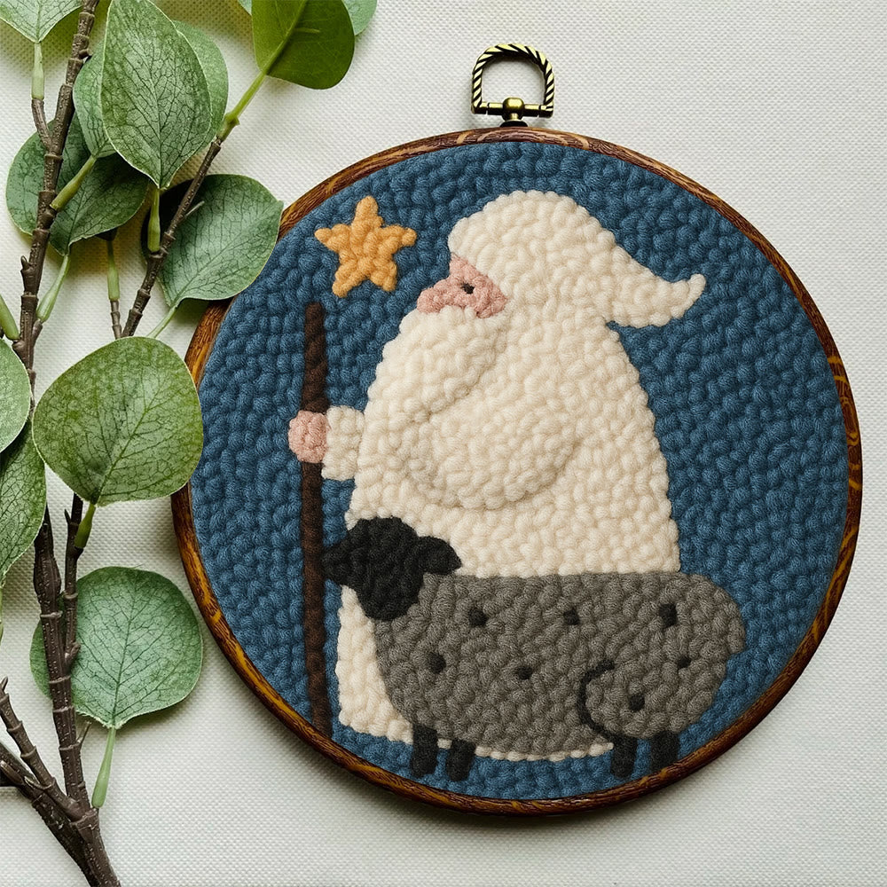 Warm Shepherd With Star Punch Needle Kit – Cozy Diy Craft Project | Festive Holiday-inspired Wall Art - image 2