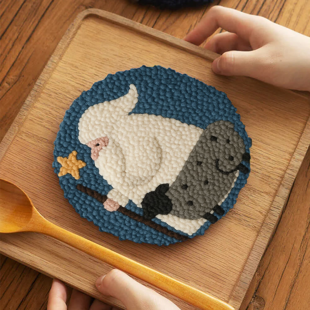 Warm Shepherd With Star Punch Needle Kit – Cozy Diy Craft Project | Festive Holiday-inspired Wall Art - 5 inch Coaster Kit - image 3