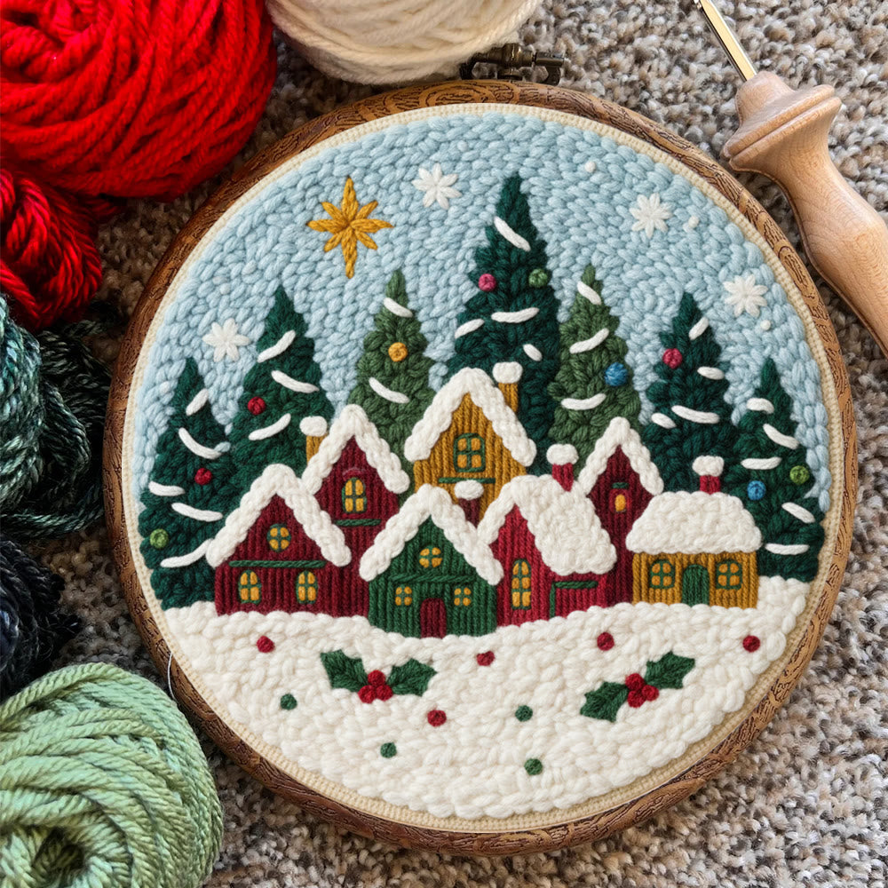 Twinkling Snowy Village Punch Needle Kit – Handmade Gift | Charming Seasonal Wall Piece - image 8