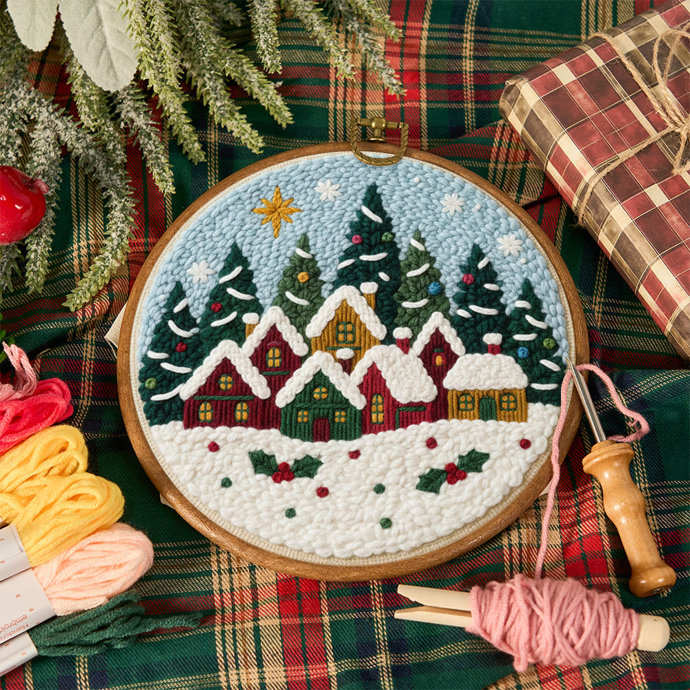 Twinkling Snowy Village Punch Needle Kit – Handmade Gift | Charming Seasonal Wall Piece - image 11