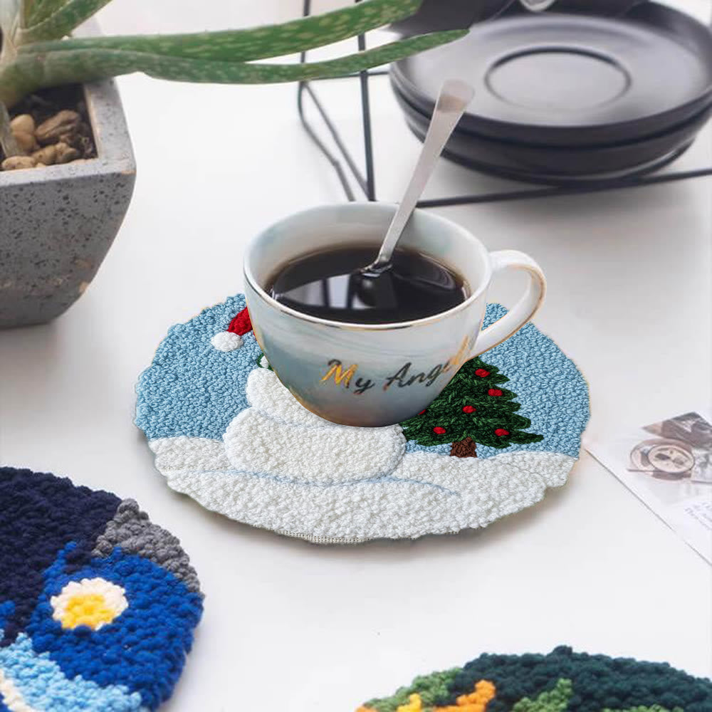 Santa-hatted Snowman Tree Punch Needle Kit – Beginner Craftwork | Festive Decor Piece - image 4