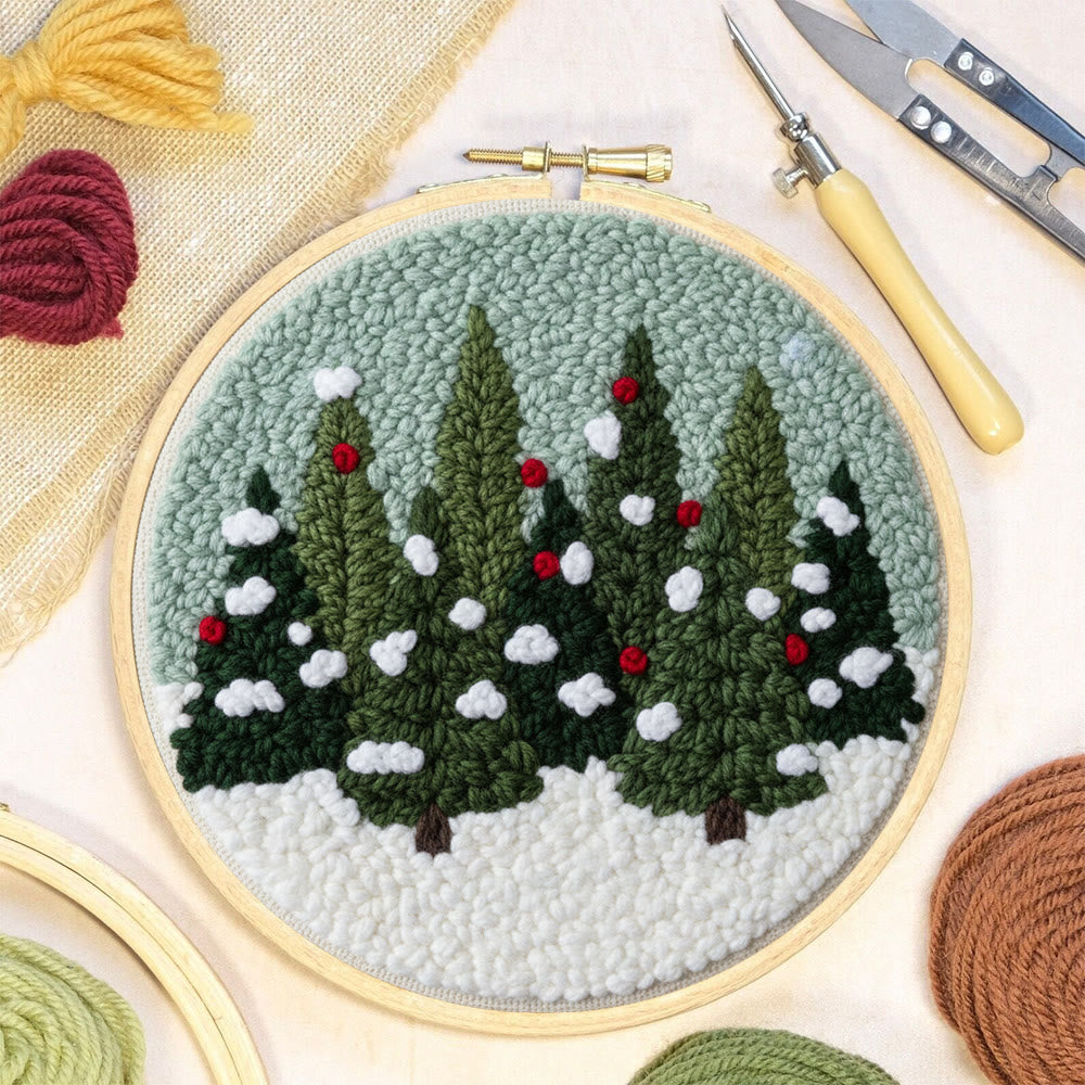 Snowy Pine Grove Punch Needle Kit – Gift for Her | Home Hanging Decor - image 5