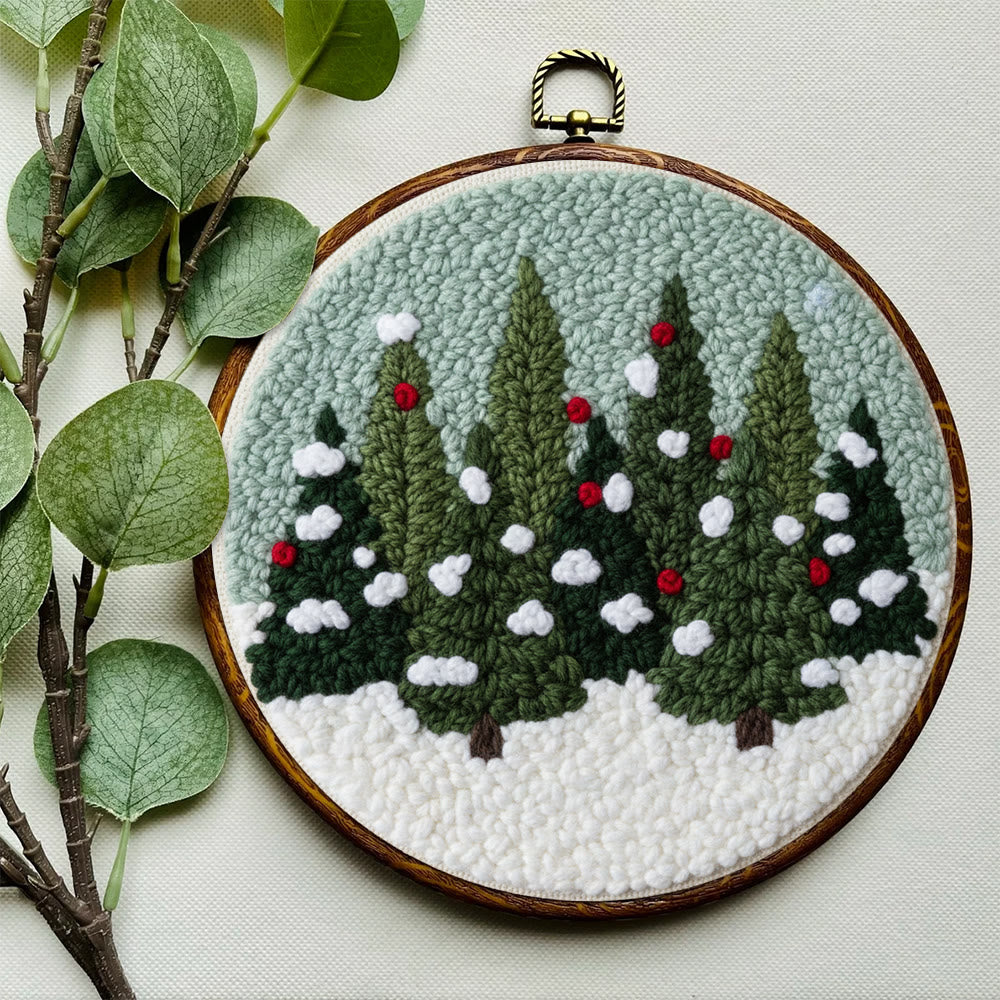 Snowy Pine Grove Punch Needle Kit – Gift for Her | Home Hanging Decor - image 6