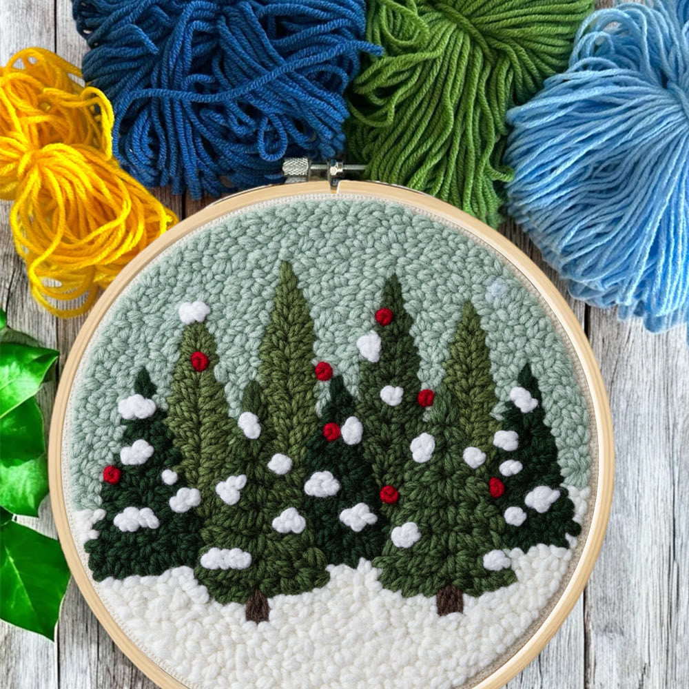 Snowy Pine Grove Punch Needle Kit – Gift for Her | Home Hanging Decor - image 8
