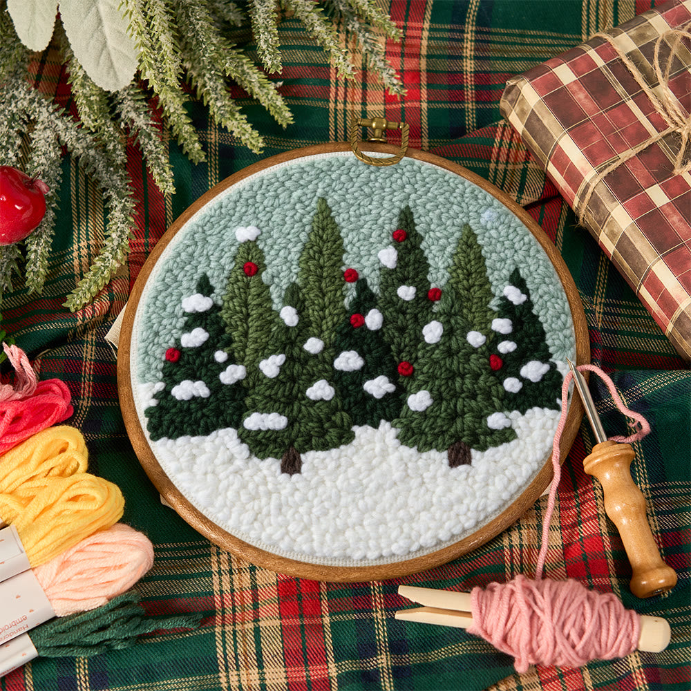 Snowy Pine Grove Punch Needle Kit – Gift for Her | Home Hanging Decor - image 11