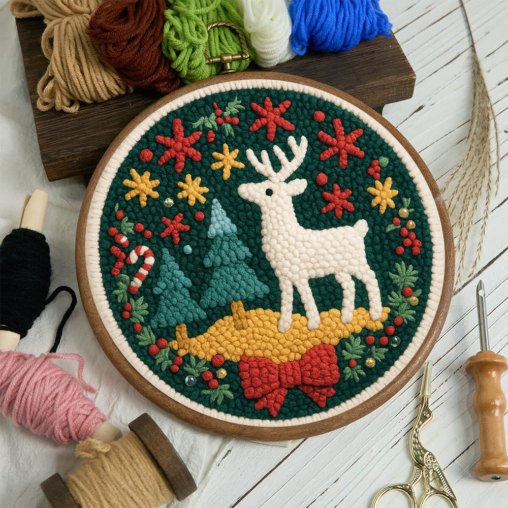 Jolly White Reindeer Christmas Punch Needle Kit – Exquisite Decor Piece | Ideal Gift For Her - image 10