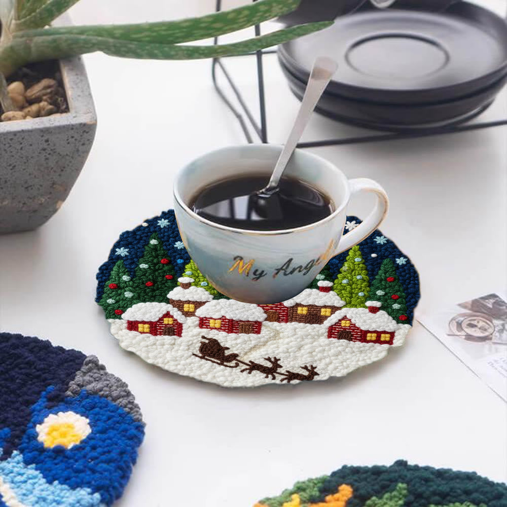 Moonlit Christmas Village Sled Punch Needle Kit – Beginner Hoop Art | Personalized Christmas Gift for Her - image 4