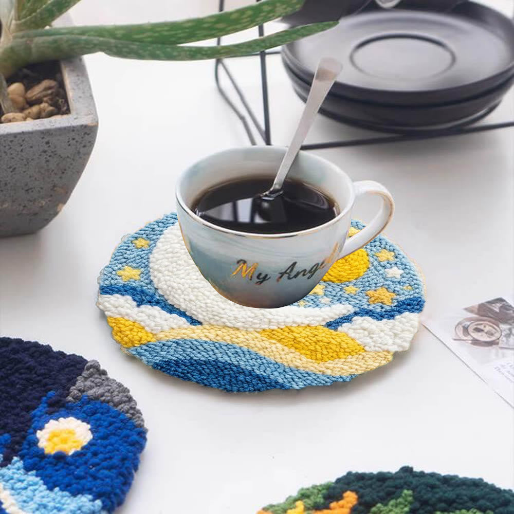 Starry Moon And Clouds Punch Needle Kit – Creative Diy Hoop Project | Unique Creative Project - image 4