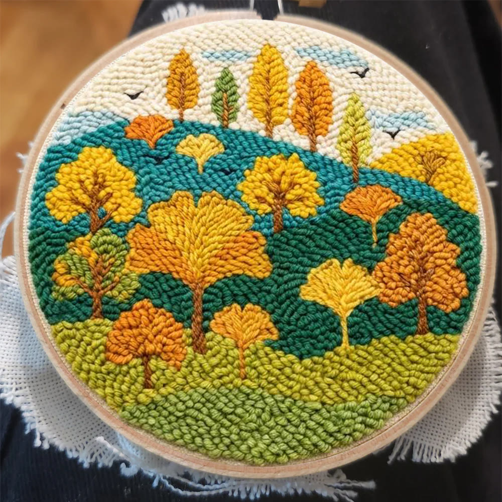 Autumnal Colorful Woods Punch Needle Kit – Easy Diy Creation | Delightful Art Gift - image 6