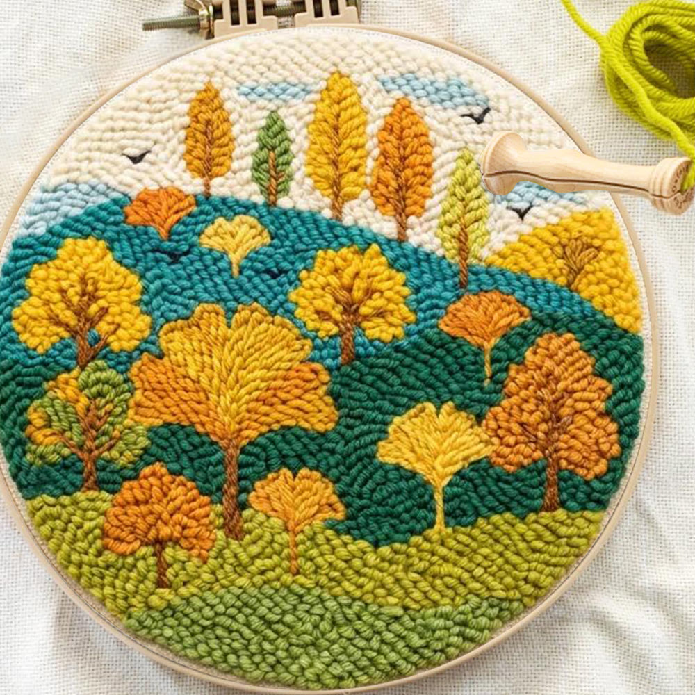 Autumnal Colorful Woods Punch Needle Kit – Easy Diy Creation | Delightful Art Gift - image 5