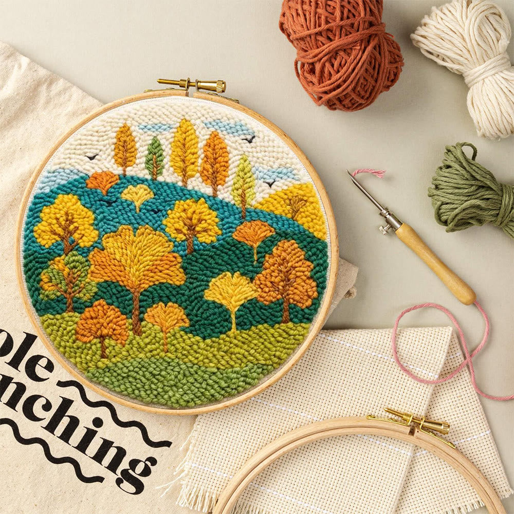 Autumnal Colorful Woods Punch Needle Kit – Easy Diy Creation | Delightful Art Gift - image 9