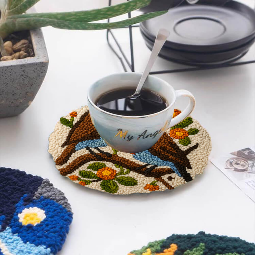 Twin Songbirds Floral Branch Punch Needle Kit – Diy Hand Embroidery | Elegant Home Decor Accent - image 4