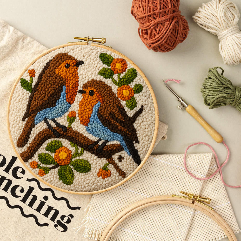 Twin Songbirds Floral Branch Punch Needle Kit – Diy Hand Embroidery | Elegant Home Decor Accent - image 9