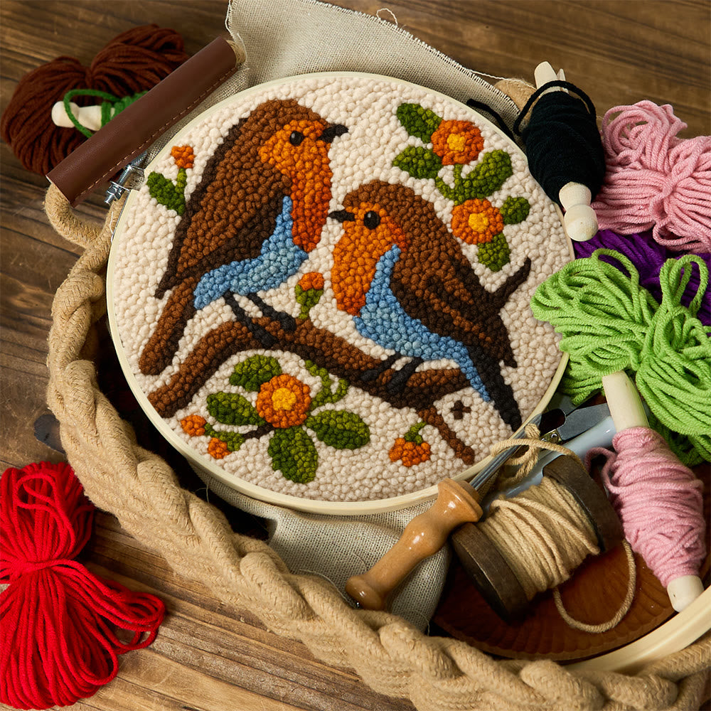 Twin Songbirds Floral Branch Punch Needle Kit – Diy Hand Embroidery | Elegant Home Decor Accent - image 11