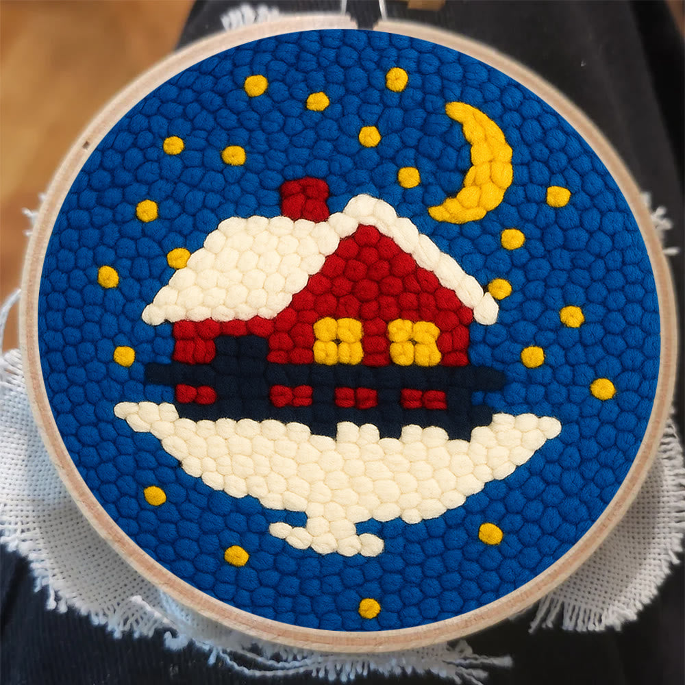 Starry Winter Snow Cottage Punch Needle – Embroidery Craft Kit | Charming Winter Gift - image 7