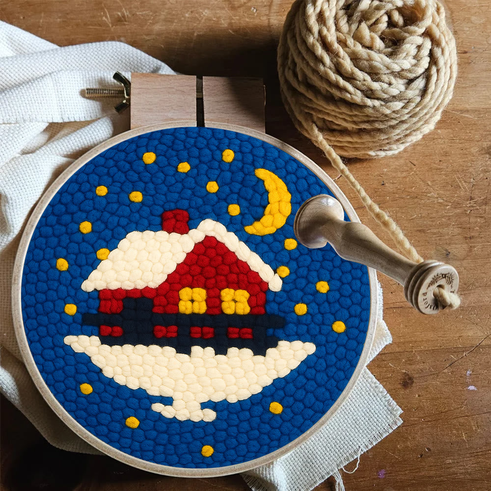 Starry Winter Snow Cottage Punch Needle – Embroidery Craft Kit | Charming Winter Gift - image 8