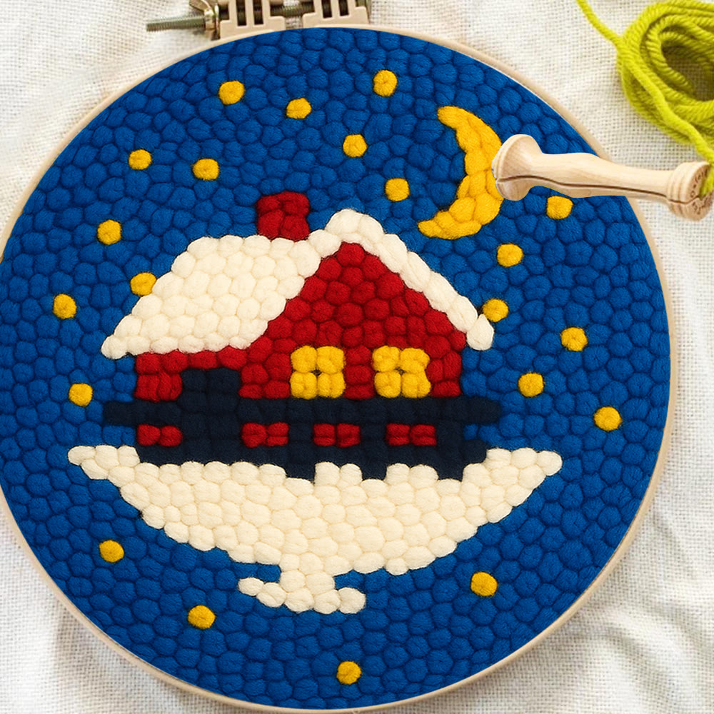 Starry Winter Snow Cottage Punch Needle – Embroidery Craft Kit | Charming Winter Gift - image 9