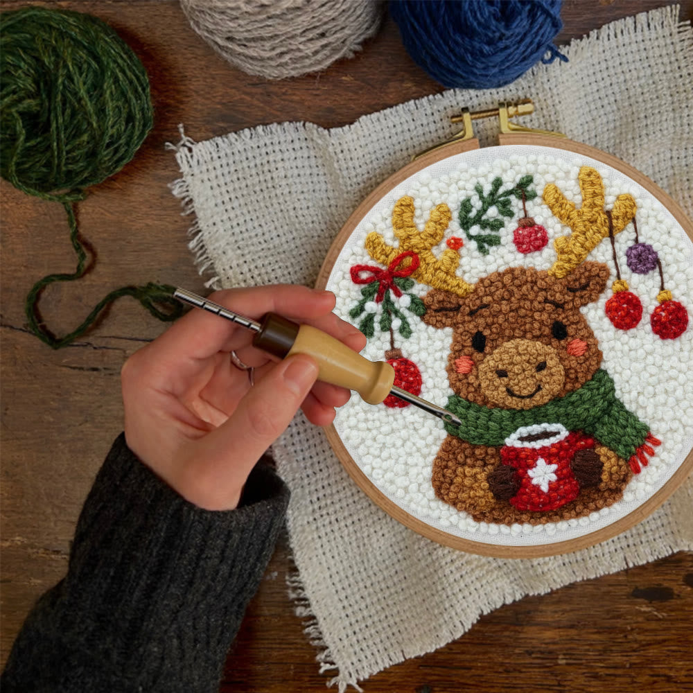 Cozy Christmas Moose Punch Needle – Embroidery Craft Set | Warm Winter Decor - image 2