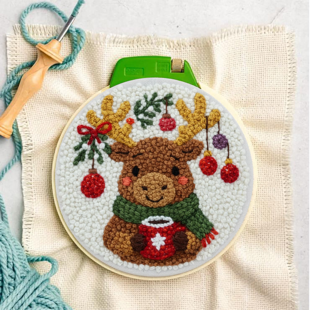 Cozy Christmas Moose Punch Needle – Embroidery Craft Set | Warm Winter Decor - image 5
